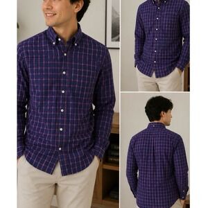 Jack Spade Button Down Shirt Mens XS Navy Blue Pink Excellent Windowpane Check